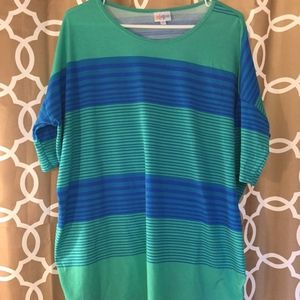 LuLaRoe blue and green striped Irma (size M)